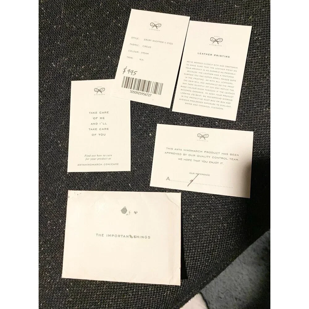 Anya Hindmarch Ebury Shopper II Eyes Leather Tote Steam Gray Circus Googly Eyes - Picture 14 of 16